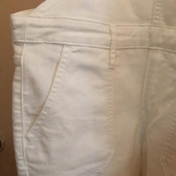 White Cotton Blend Denim Overalls, 5 Pockets - Picture 5 of 8
